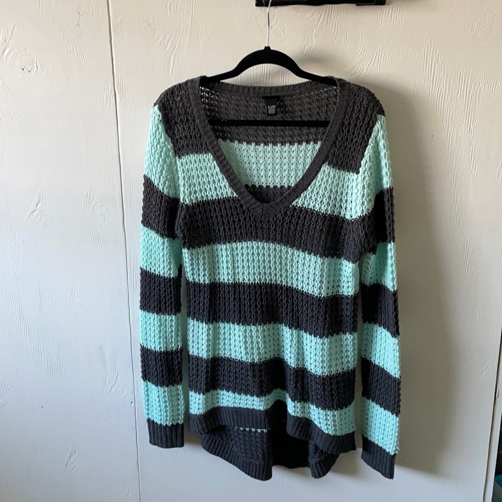 Dark grey and mint green sweater